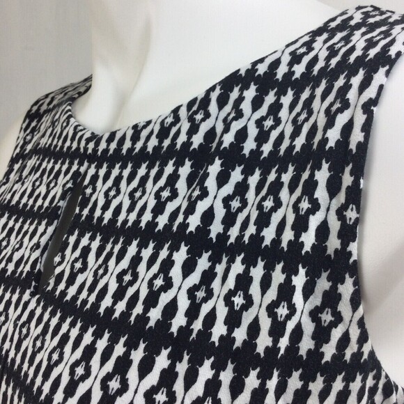 Soma Womens Dress Black White Print Sleeveless Keyhole Front Back Sz Medium - Picture 6 of 11